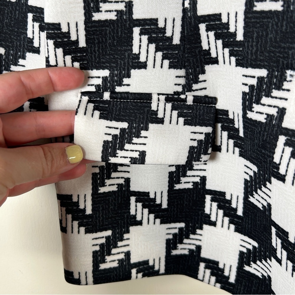 NYCC Bold Houndstooth Blazer Black White Single Gold Button Suit Jacket S - Picture 5 of 7